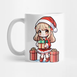 Cute cristmas girl holding gifts Mug